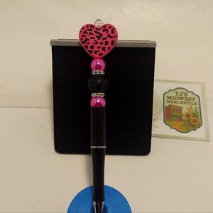 Pink Leopard Heart Pen #1